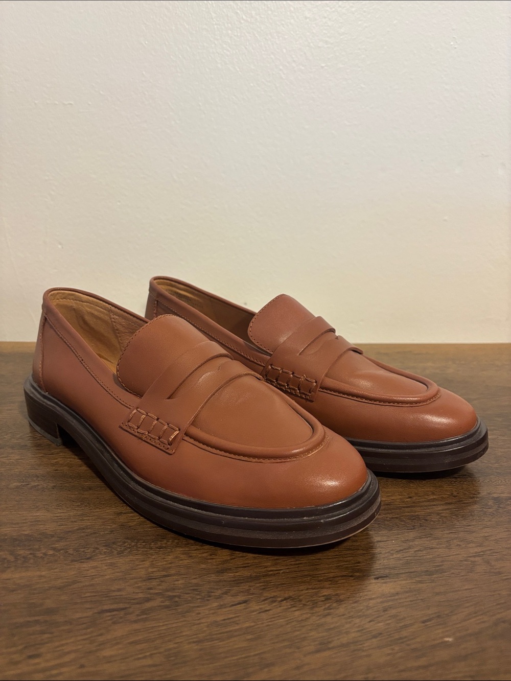 Madewell Women's Cognac Leather Penny Loafers